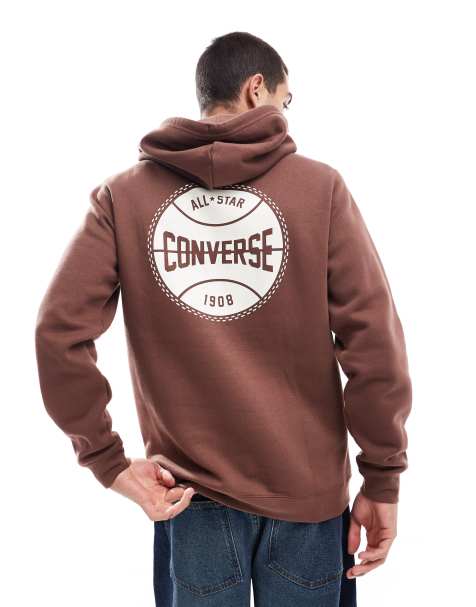 Converse - Retro Chuck - Hoodie met print in bruin - view 1