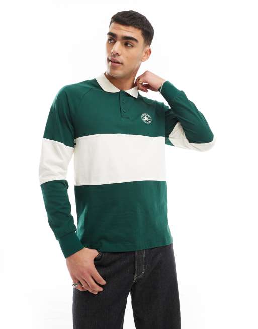 Converse - Retro Chuck Marquis - Polo met lange mouwen in groen en wit