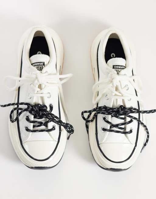 Converse Run Star Crush leather trainers in white with double laces, 2 of 5