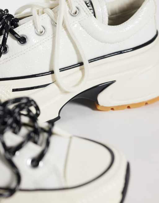 Converse Run Star Crush leather trainers in white with double laces, 4 of 5