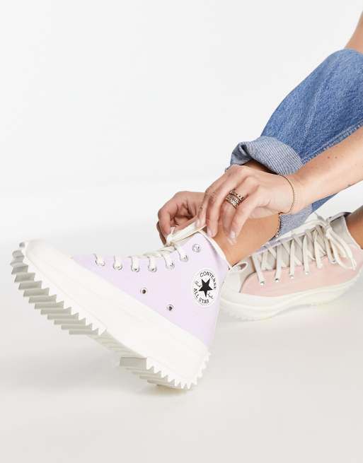 Converse Run Star Hike Baskets montantes avec trois panneaux Lilas et rose