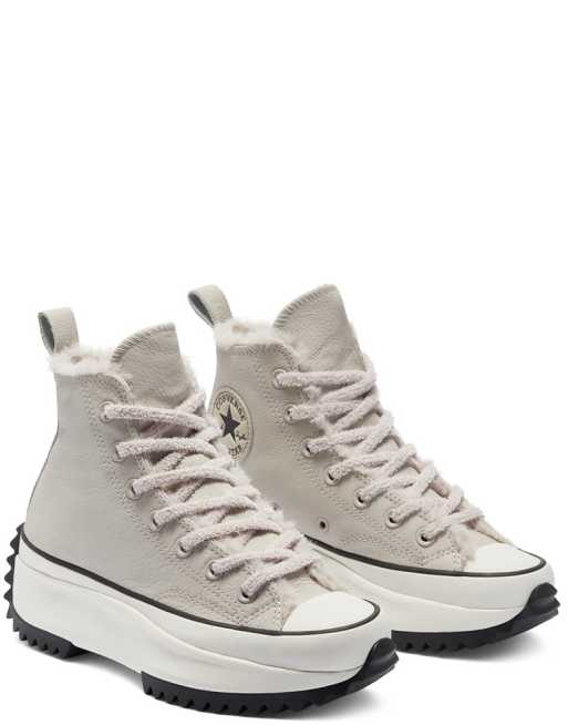 Converse Run Star Hike Hi borg lined sneakers in cream