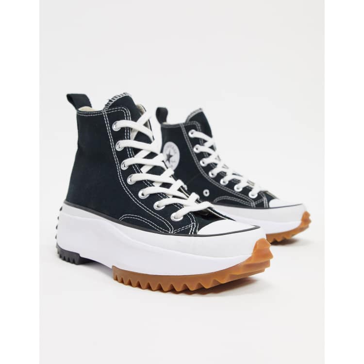 Converse Run Star Hike Hi canvas platform sneakers in black