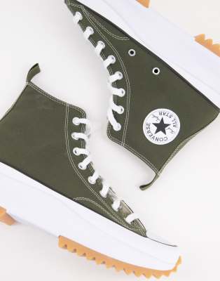 Converse Run Star Hike Hi canvas platform sneakers in cargo khaki