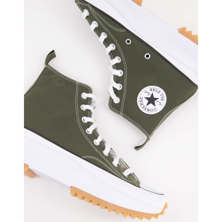 Converse Run Star Hike Hi canvas platform sneakers in cargo khaki