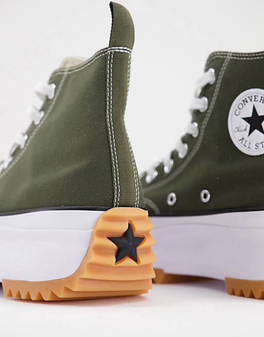 Converse Run Star Hike Hi canvas platform sneakers in cargo khaki | ASOS