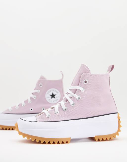 Converse Run Star Hike Hi canvas platform sneakers in himalayan salt