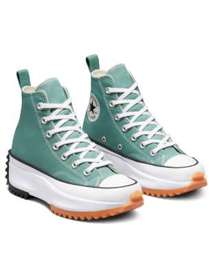 Converse Run Star Hike Hi canvas platform sneakers in jade unity