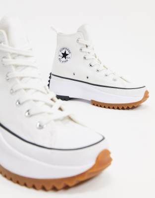 Shop Converse Run Star Hike Hi Canvas Platform Sneakers In White