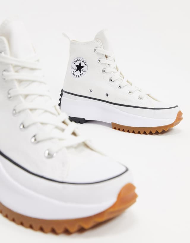 Converse Run Star Hike Hi canvas platform sneakers in white