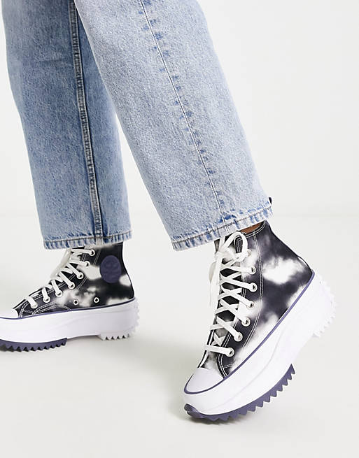 comedy Electronic exhaust Converse Run Star Hike Hi Cloud Wash canvas platform sneakers in almost  black | ASOS