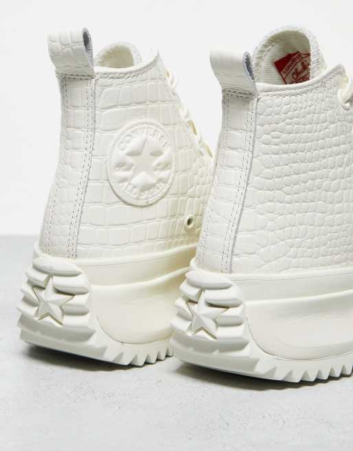Converse Run Star Hike Hi croco embossed leather sneakers in triple ...