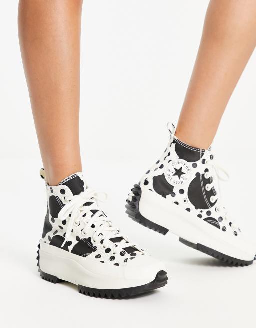 Converse - Run Star Hike Hi - Hvide sneakers med sorte polkaprikker