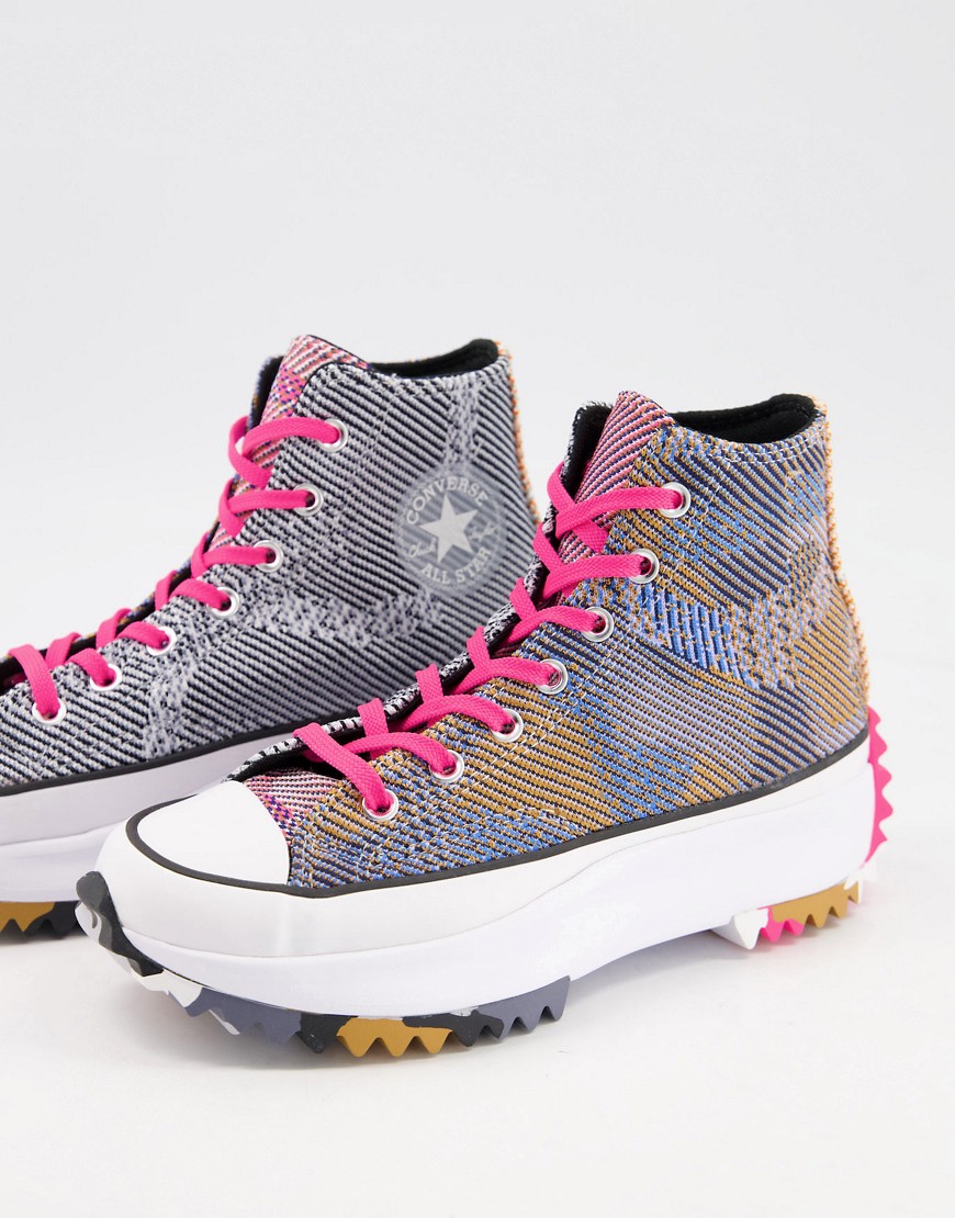 Converse Run Star Hike Hi Knit Mashup sneakers in digital blue-Grey