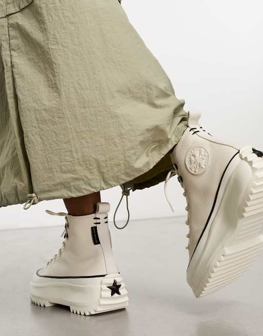 Converse Run Star Hike Hi leather trainers in egret ASOS