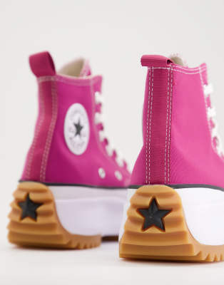 converse run star hike hi trainers in pink