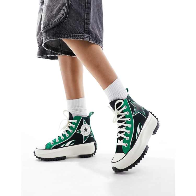 Converse Run Star Hike Hi Racer Sneaker in Grun und Schwarz ASOS