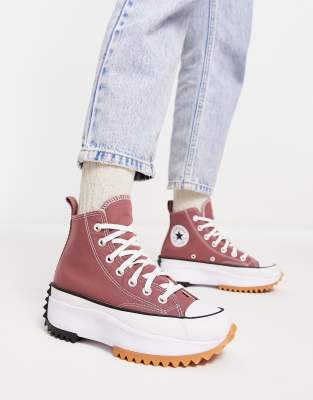 Converse Run Star Hike Hi Sneakers In Berry-brown