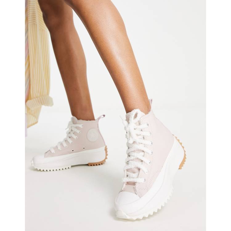 Converse Run Star Hike Hi sneakers in light pink leather ASOS
