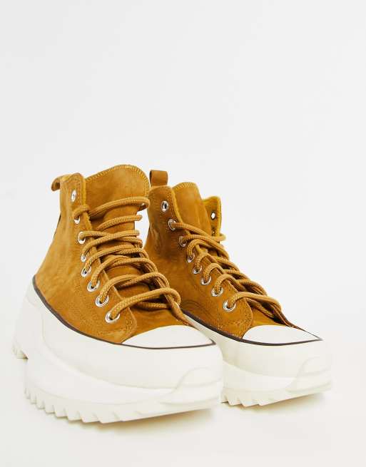 Leather hotsell tan converse