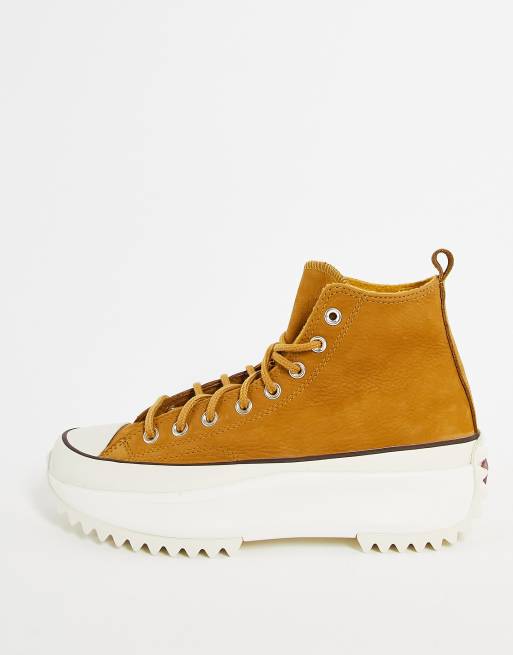 Converse Run Star Hike Hi sneakers in tan leather