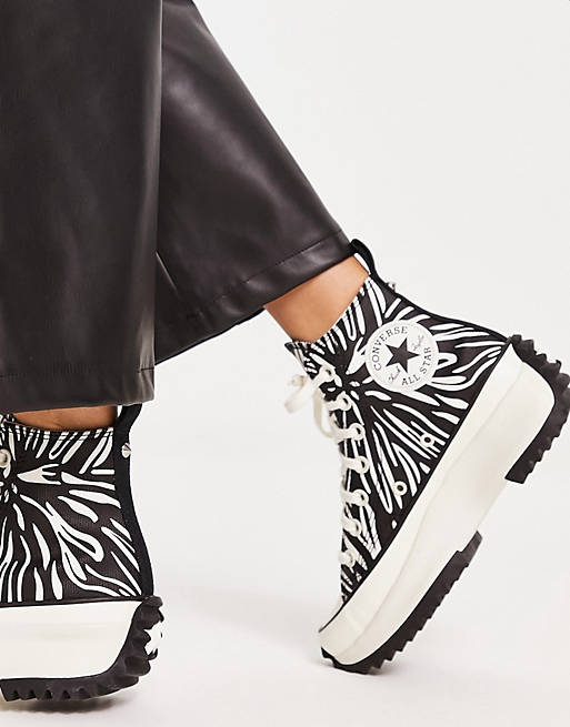 Converse Run Star Hike Hi sneakers in zebra print | ASOS