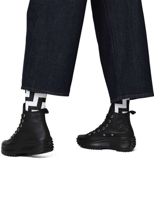 Converse Run Star Hike Hi trainers in triple black leather | ASOS