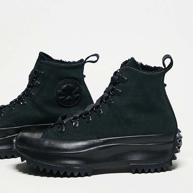 Converse Run Star Hike Hi trainers with hiking detail in triple black | ASOS