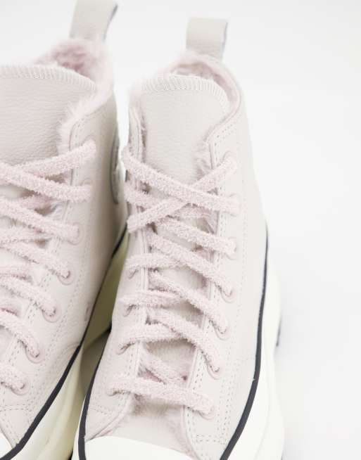 Converse Run Star Hike Kremowe sneakersy wy cie ane sztucznym futerkiem