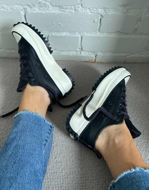 Converse Run Star Hike Niedrige Leder Sneaker In Schwarz Mit Kunstfellfutter Asos