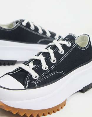converse run star hike ox trainers in black