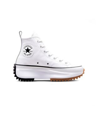 Converse Run star hike platform foundational leather in white/black/gum