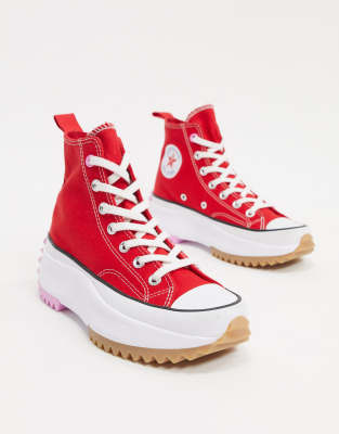 converse run star hike red trainers
