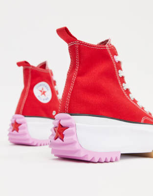 converse run star hike red trainers