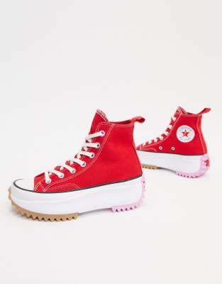 converse run star hike red trainers