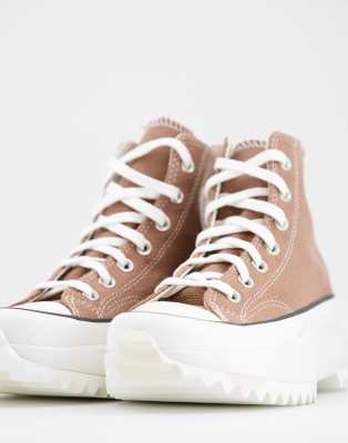 converse run star hike patent trainers in taupe