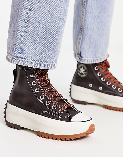 Converse Run Star Hike trainers with hiking laces in dark brown | ASOS