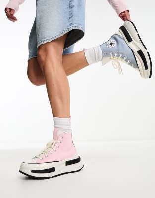 Converse Run Star Legacy CX Hi trainers in blue and pink - ASOS Price Checker