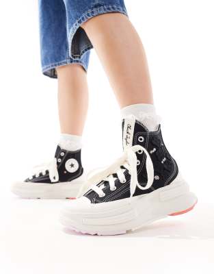 Converse - Run Star Legacy CX Hi - Sneaker in Schwarz mit Blumendetails aus Organza