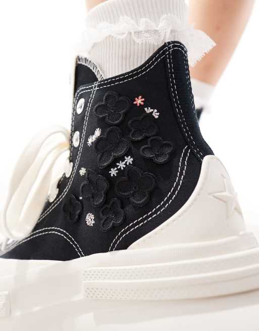 Converse Run Star Legacy CX Hi Sneakers alte nere con fiori in