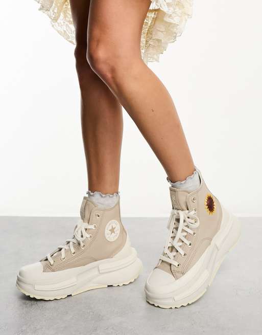 Converse Run Star Legacy CX trainers with crochet sunflower in grey ASOS