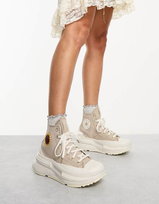 Converse Run Star Legacy Hi CX strainers with crochet sunflower in grey - LGREY, 3 of 4