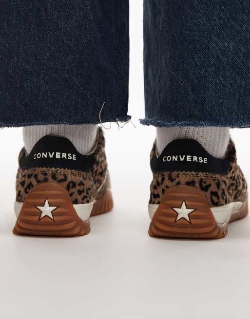 Converse – Run Star – Leopardmönstrade sneakers med ponnyhår, 4 av 5