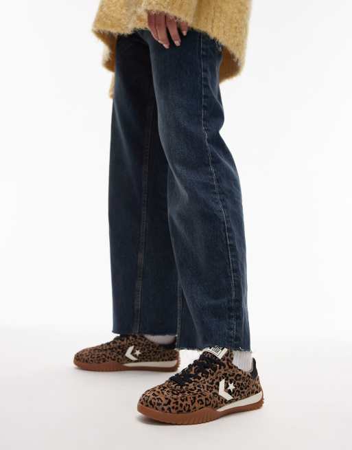 Converse – Run Star – Leopardmönstrade sneakers med ponnyhår, 5 av 5