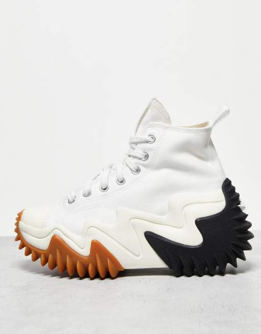 Converse – Run Star Motion Hi – Leinen-Sneaker mit Plateausohle in Weiß
