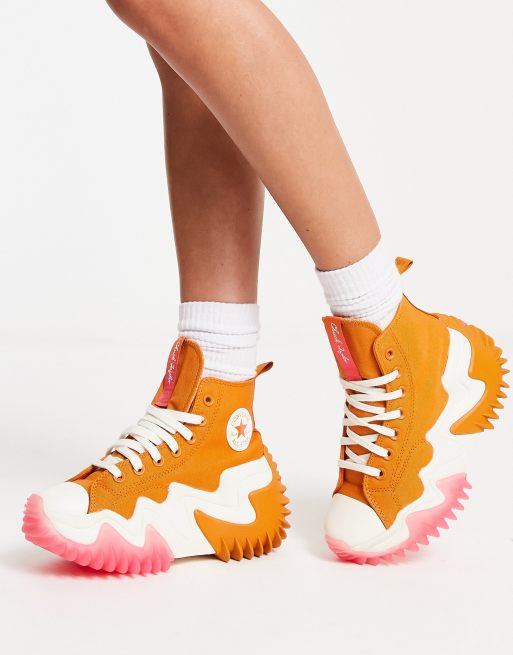 Converse Run Star Motion Hi sneakers in orange and pink