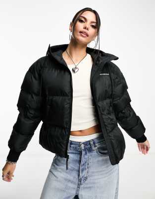 Miss selfridge black outlet belted puffer coat