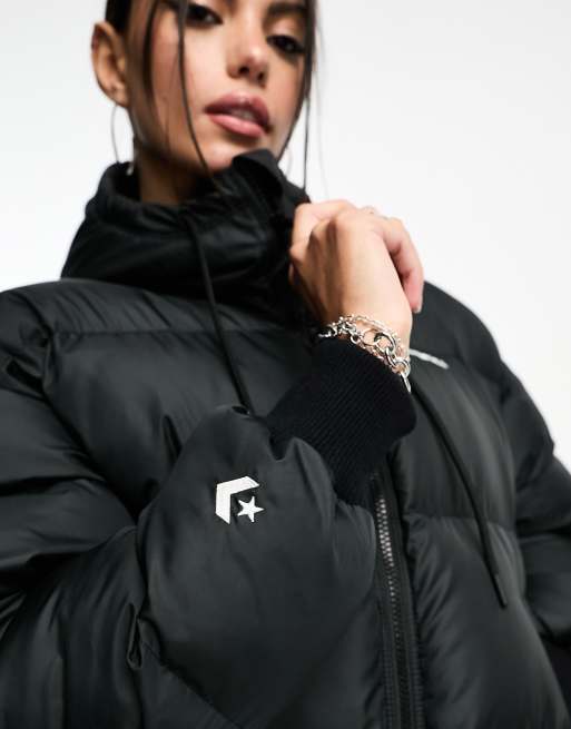 Converse short puffer coat in black