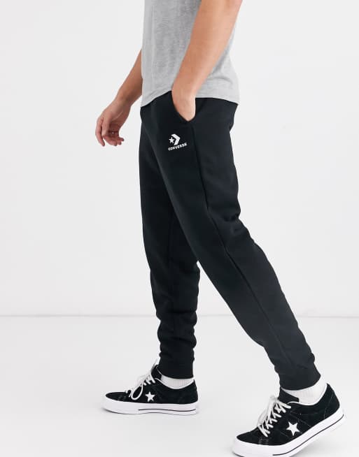 Converse small logo cuffed joggers in black