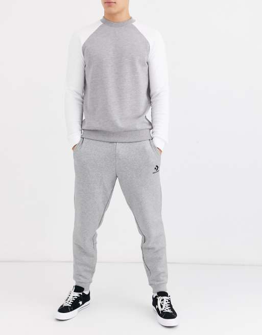 Converse small logo cuffed sweatpants in gray | ASOS